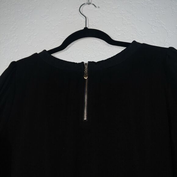 Panitti Black Overlay Striped A-Line Dress Size Medium‎ - Picture 9 of 10